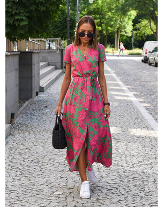 Women's Floral Wrap Midi Dress