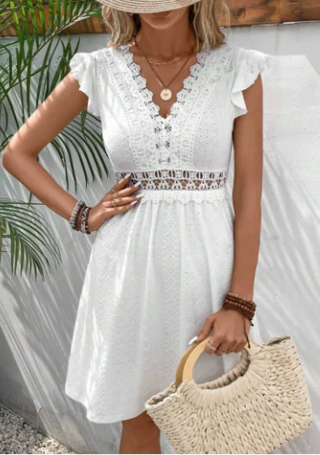 Women's Flutter Sleeve A-Line Mini Dress