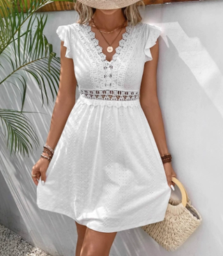 Women's Flutter Sleeve A-Line Mini Dress