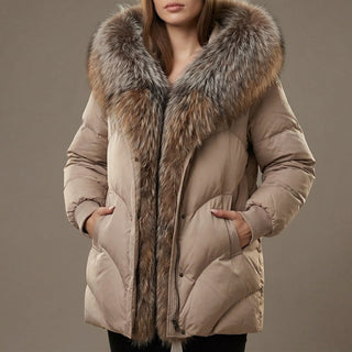 Women's Fur Collar Quilted Puffer Jacket