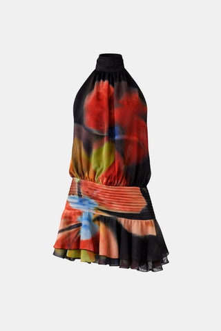 Women's Halter Backless Chiffon Mini Dress