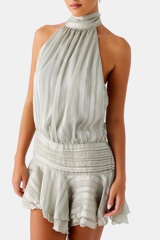 Women's Halter Backless Chiffon Mini Dress
