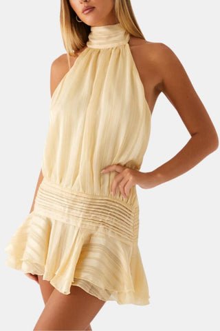 Women's Halter Backless Chiffon Mini Dress