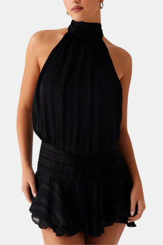 Women's Halter Backless Chiffon Mini Dress