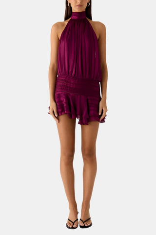 Women's Halter Backless Chiffon Mini Dress