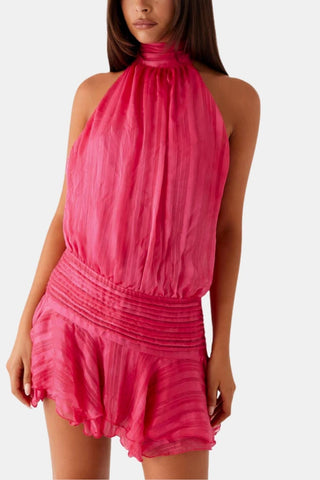 Women's Halter Backless Chiffon Mini Dress