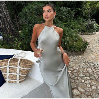 Women's Halter Sleeveless Maxi Dress