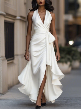 Women's Halter Wrap High-Low Dress