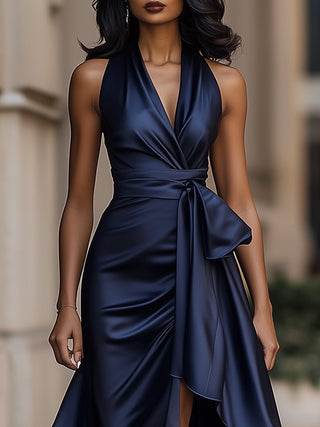 Women's Halter Wrap High-Low Dress
