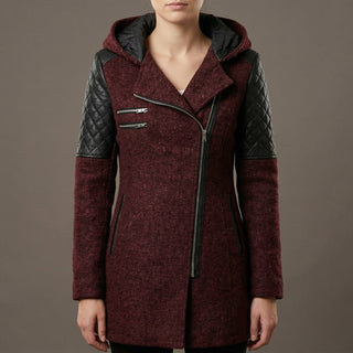 Women's Hooded Asymmetrical Moto Jacket