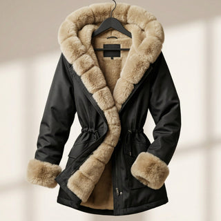 Women's Hooded Fur Trimmed Jacket