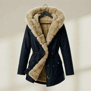 Women's Hooded Fur Trimmed Jacket