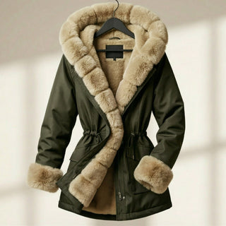 Women's Hooded Fur Trimmed Jacket