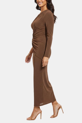 Women's Knot Front One Shoulder Midi Dress