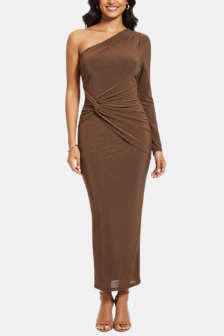 Women's Knot Front One Shoulder Midi Dress