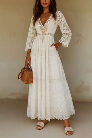 Women's Lace A-Line Maxi Dress