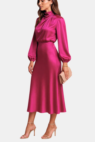 Women's Long Sleeve A-Line Midi Dress
