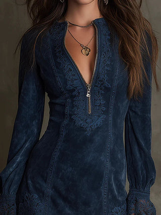Women's Long Sleeve A-Line Mini Dress