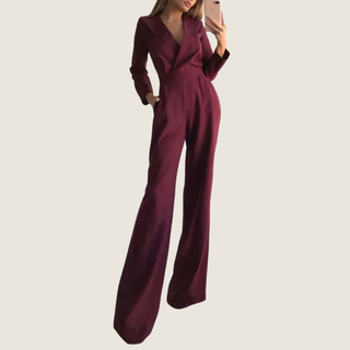 Women's Long-Sleeve Blazer Jumpsuit