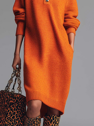 Women's Long Sleeve Midi Sweater Dress