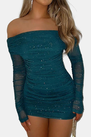 Women's Long Sleeve Off-Shoulder Mini Dress