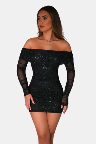 Women's Long Sleeve Off-Shoulder Mini Dress