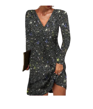Women's Long Sleeve Sequin Mini Dress