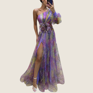 Women's One Shoulder Floral Maxi Dress
