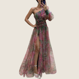 Women's One Shoulder Floral Maxi Dress