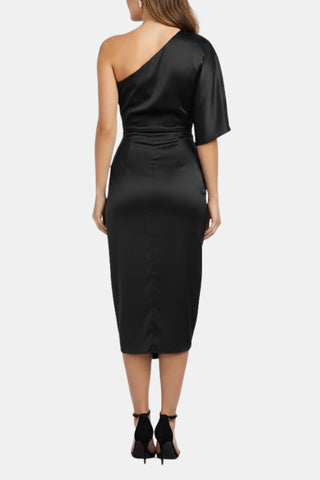 Women's One-Shoulder Wrap Midi Dress
