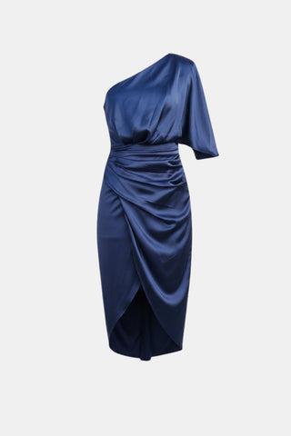 Women's One-Shoulder Wrap Midi Dress