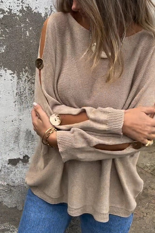 Women's Oversized Shoulder-Cutout Sweater