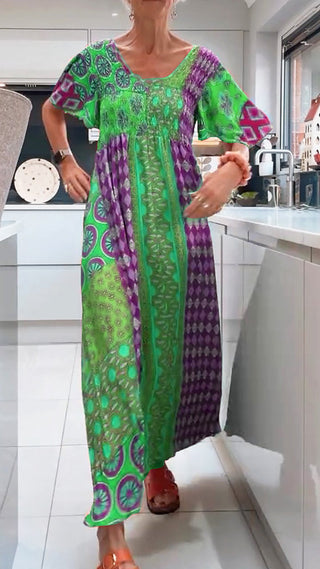 Women's Patchwork Bohemian Maxi Dress