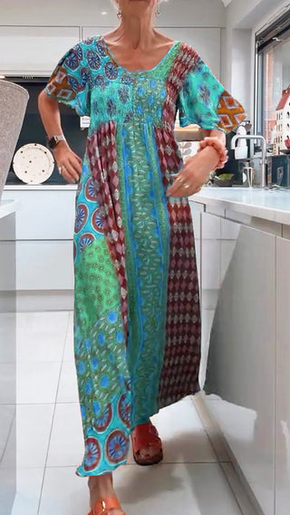 Women's Patchwork Bohemian Maxi Dress