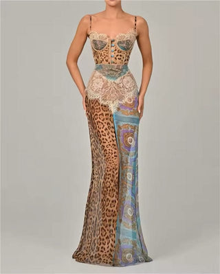 Women's Print Corset Maxi Dress