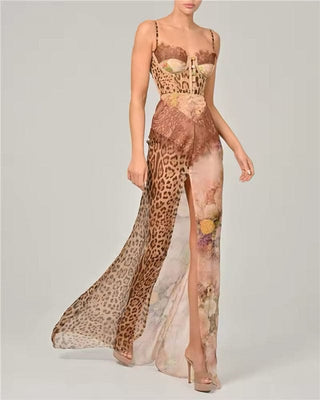 Women's Print Corset Maxi Dress