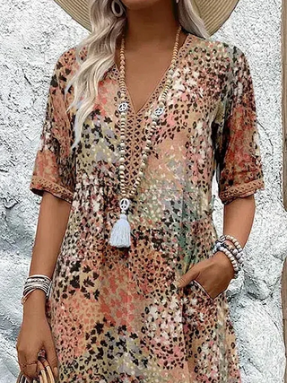 Women's Printed A-Line Midi Dress