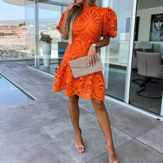 Women's Puff Sleeve A-Line Mini Dress