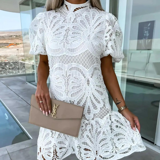 Women's Puff Sleeve A-Line Mini Dress