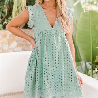 Women's Ruffle Sleeve A-Line Mini Dress