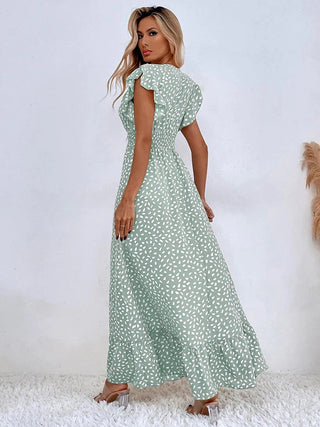 Women's Ruffle Sleeve Wrap Midi Dress