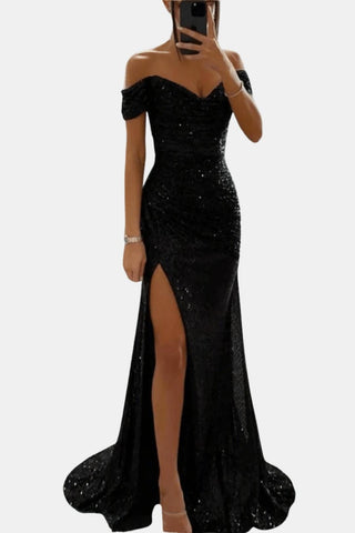 Women's Slit Off-Shoulder Maxi Dress