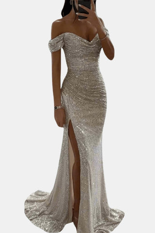 Women's Slit Off-Shoulder Maxi Dress