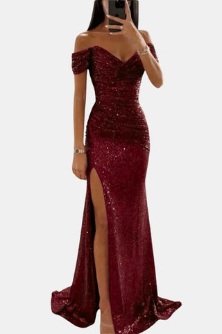 Women's Slit Off-Shoulder Maxi Dress
