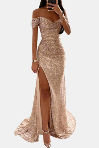 Women's Slit Off-Shoulder Maxi Dress