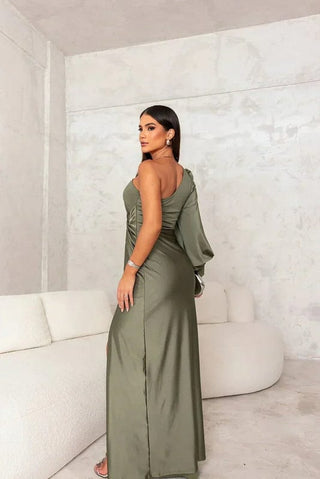 Women's Slit One Shoulder Maxi Dress