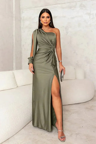 Women's Slit One Shoulder Maxi Dress