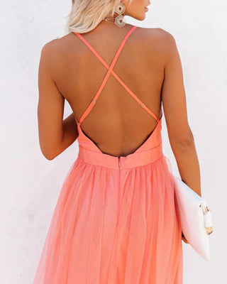 Women's Spaghetti Strap A-Line Maxi Dress