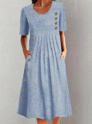 Women's Striped A-Line Midi Dress