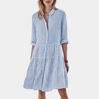 Women's Striped Tiered Shirt Mini Dress